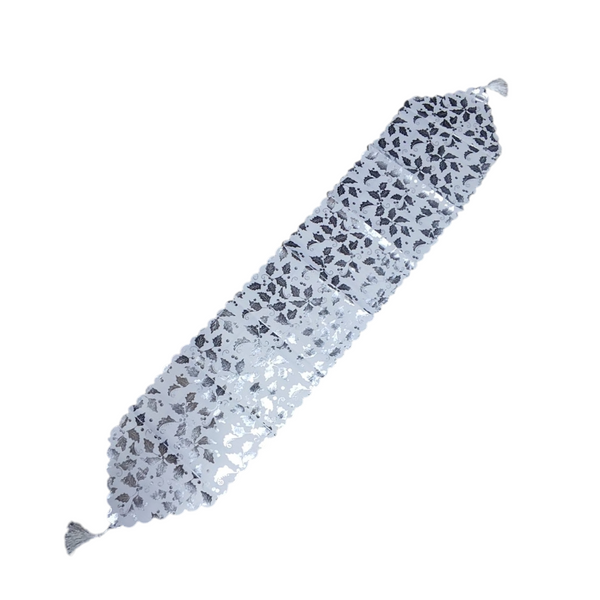 Camino de mesa navideño decoración blanco 170 x 35 cm