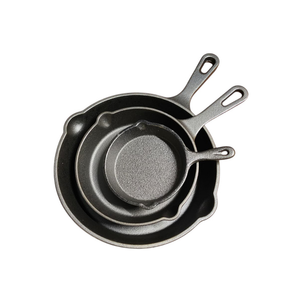 Juego De 3 Sartenes Hierro Fundido Antiadherente Negro