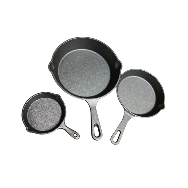 Juego De 3 Sartenes Hierro Fundido Antiadherente Negro