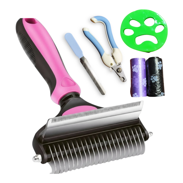 Rastrillo de aseo profesional 2 en 1 para gatos y perros