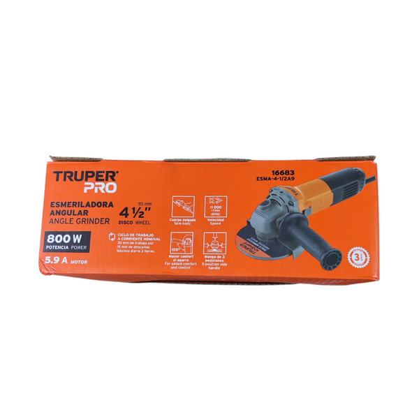 Esmeriladora Truper Pro 16683 Angular 4-1/2 800w