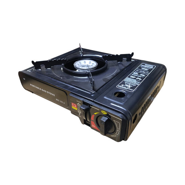 Calentador de camping a gas portátil color negro con maletín