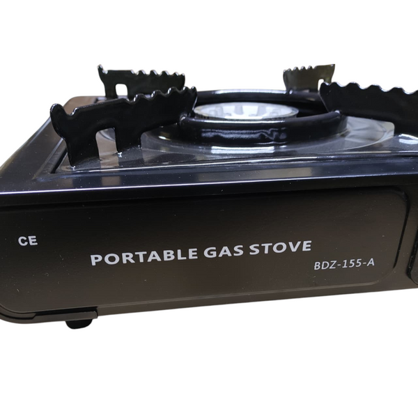 Calentador de camping a gas portátil color negro con maletín