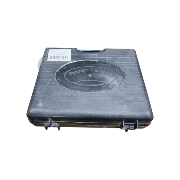 Calentador de camping a gas portátil color negro con maletín