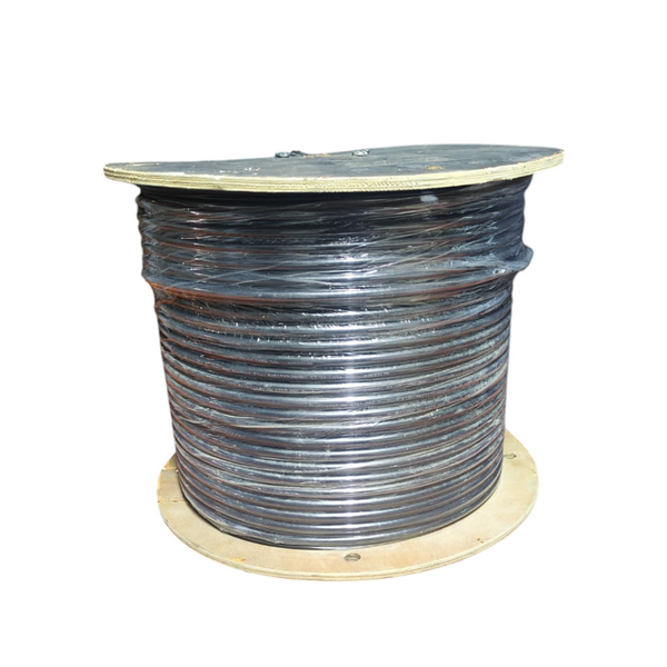 Bobina de cable coaxial 305mts negro con guía uso rudo