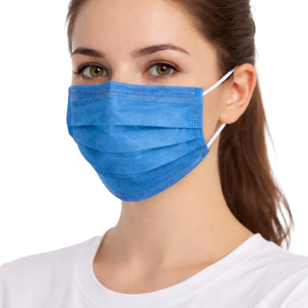Pack de 50 cubrebocas azul de 3 capas