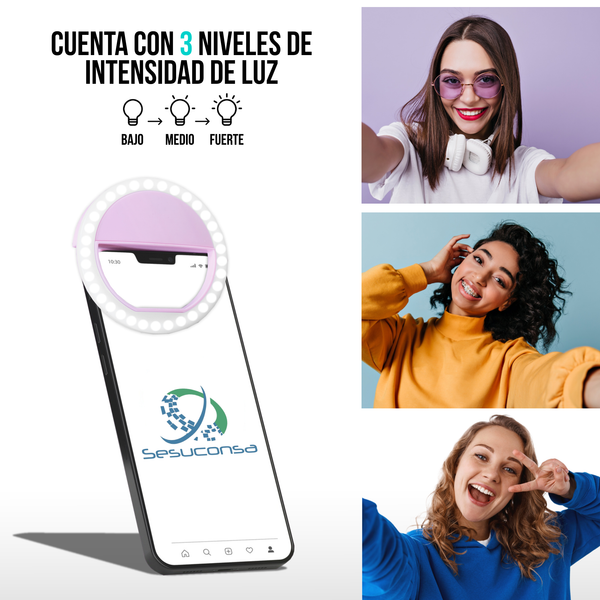 Aro de Luz Recargable para Celular selfie light