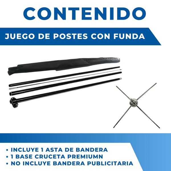 Asta de bandera 4.5m + base cruceta premium