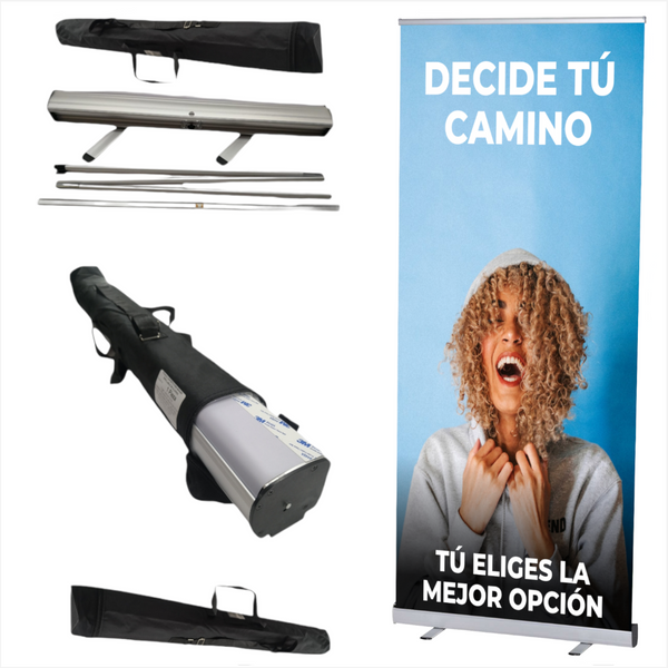 1.1 Soporte para banner enrollable 80x200cm Aluminio roll up