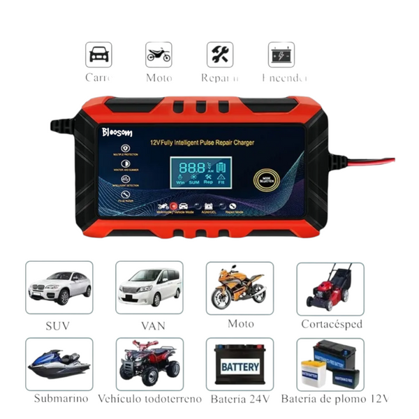 Cargador inteligente para baterias de 12v 6a auto moto