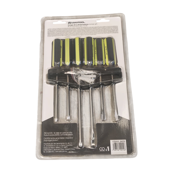 JUEGO DE 6 DESARMADORES MANGO GRIS MAXTOOL