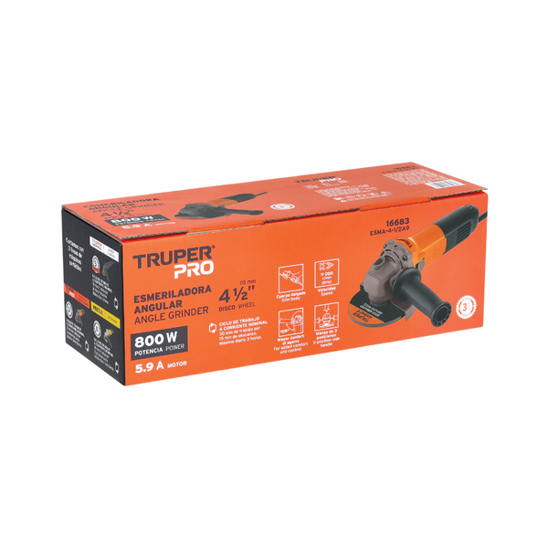 Esmeriladora Truper Pro 16683 Angular 4-1/2 800w