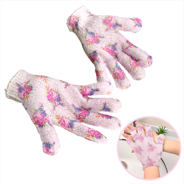 10 Par guantes de baño exfoliantes Avon Flores
