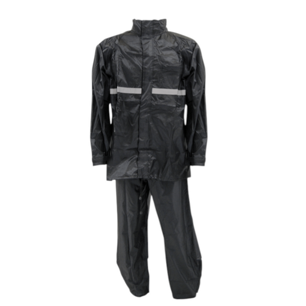 Impermeable para motociclista negro 2XL reflejantes