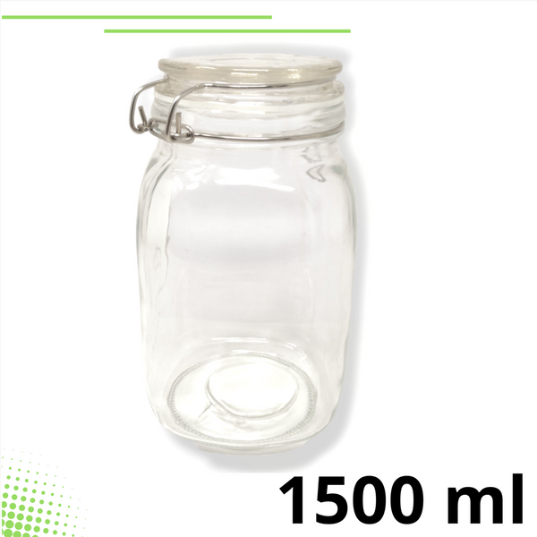 Frasco Recipiente Tapa Clip Tarro hermetico de Vidrio 1500ml