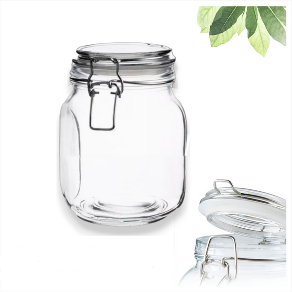 Frasco Recipiente Tapa Clip Tarro hermetico de Vidrio 1000ml