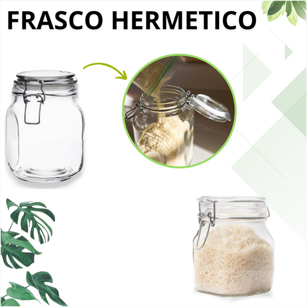 Frasco Recipiente Tapa Clip Tarro hermetico de Vidrio 1000ml