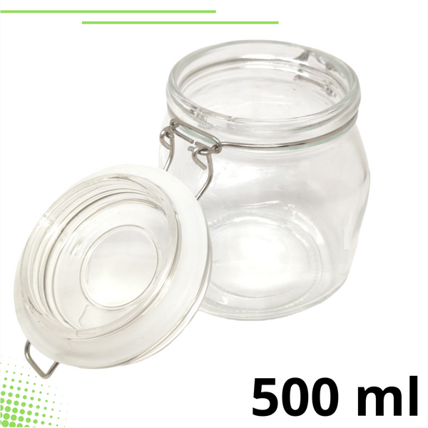 Frasco Recipiente Tapa Clip Tarro hermetico de Vidrio 500ml