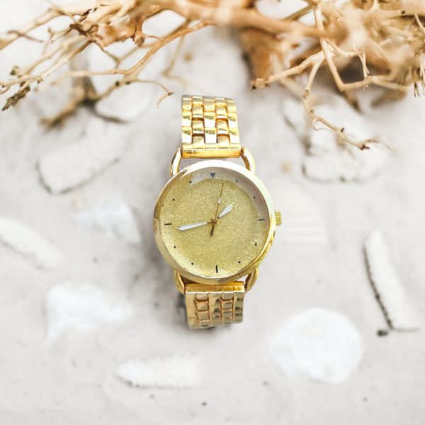 Reloj metálico lujo dorado de pulso dama