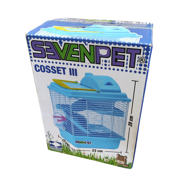 Jaula Hamster Equipada Casa Resbaladilla Bebedero Rueda Azul