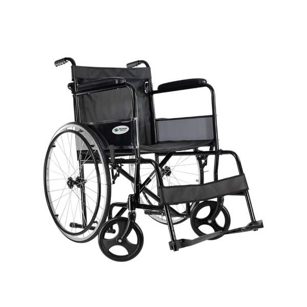 Silla de Ruedas de Lujo Compacta con Descansapiés negro