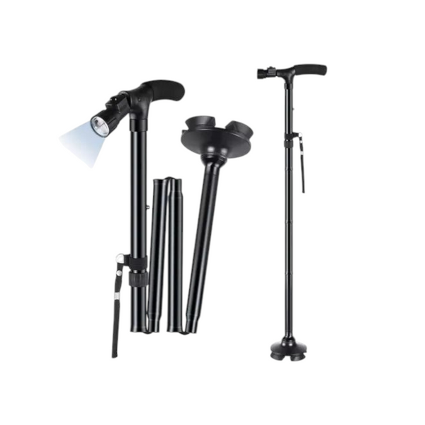 Bastón plegable ajustable con luces led para ancianos