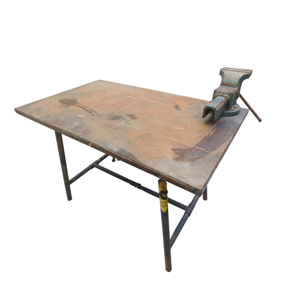 Mesa de trabajo madera metal con tornillo de banco 6 pulgadas
