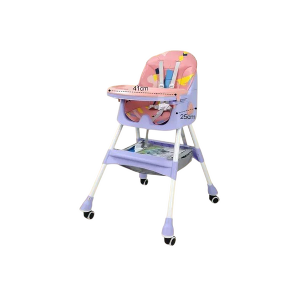 Silla De Comer Bebe Plegable Seguridad Máxima Rosa