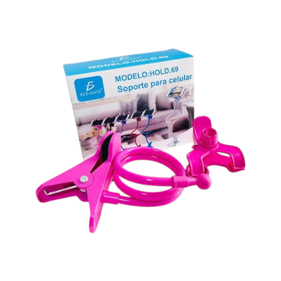 Base Soporte Flexible Pinza Celular Universal Rosa