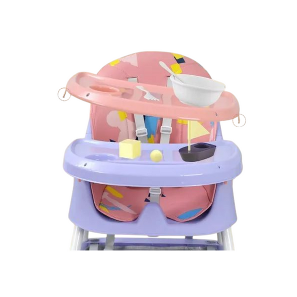 Silla De Comer Bebe Plegable Seguridad Máxima Rosa