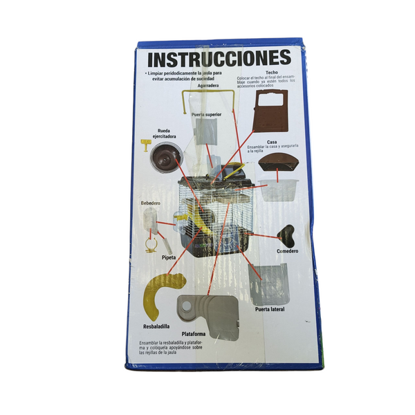 Jaula Hamster Equipada Casa Resbaladilla Bebedero Rueda Azul