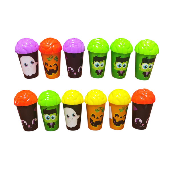 Pack 12 Vasos Reusables Con Popote dibujos halloween I/E