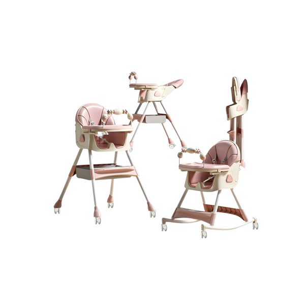 Silla De Comer Bebe Plegable Seguridad Máxima Rosa