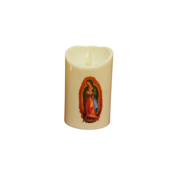 Vela 11cm luz led plastico decoracion virgen guadalupe I/E
