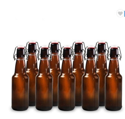 1 Botella De Vidrio Ambar +  Tapón Mecánico 330ml