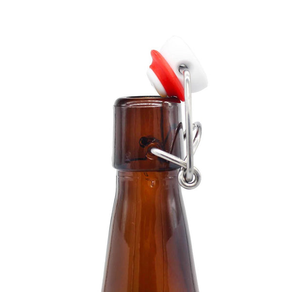 6 Botellas De Vidrio Ambar +  Tapón Mecánico 330ml