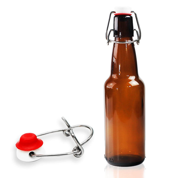 1 Botella De Vidrio Ambar +  Tapón Mecánico 330ml