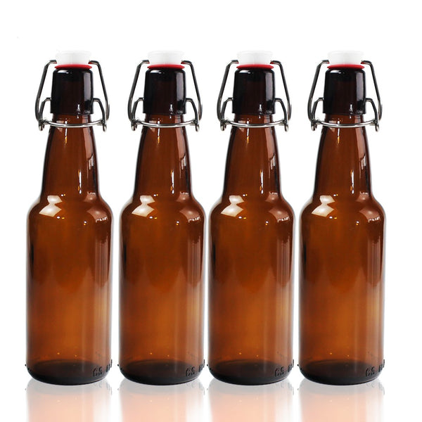 1 Botella De Vidrio Ambar +  Tapón Mecánico 330ml