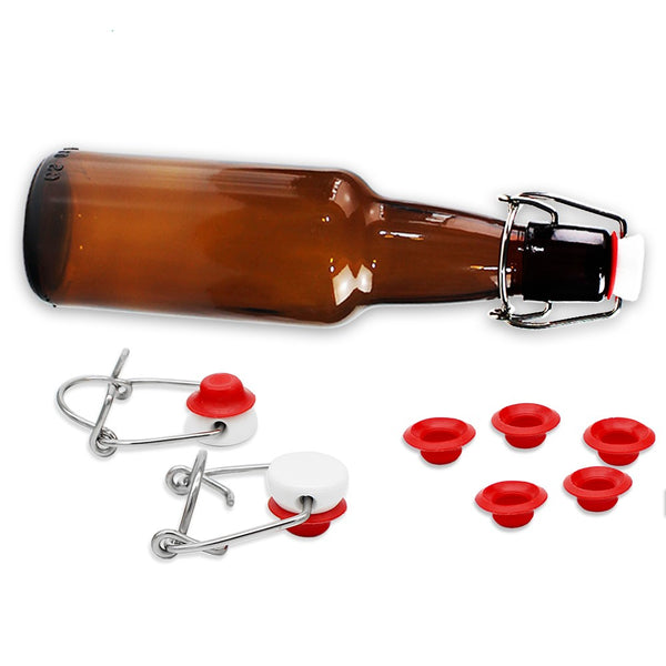 1 Botella De Vidrio Ambar +  Tapón Mecánico 330ml