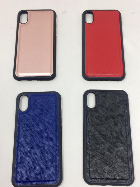 Funda Dura Generica para iPhone X Celular Piel Saffiano Colores