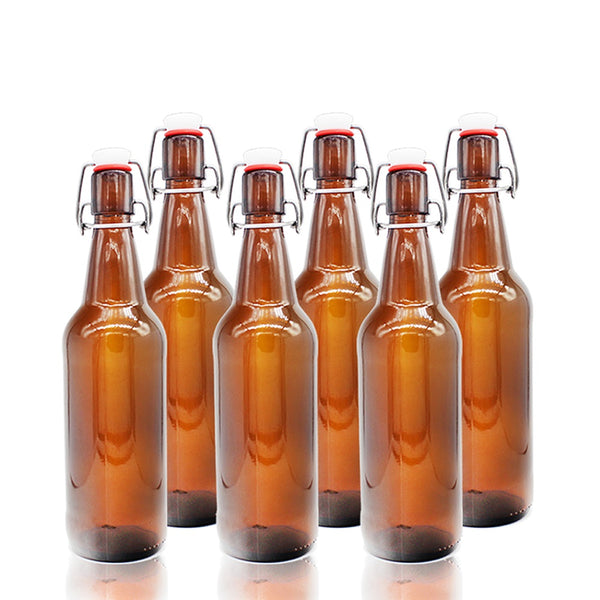 12 Botellas De Vidrio Ambar +  Tapón Mecánico 500ml