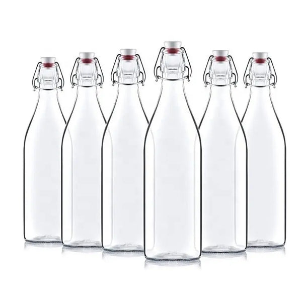12 Botellas De Vidrio + Tapón Mecánico 1000ml