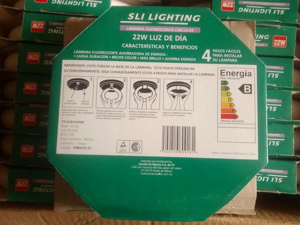 Paquete De 2 Focos Ahorrador Circular 22w Sli Lighting