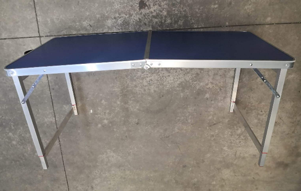Mesa plegable portátil azul aluminio 1.20m