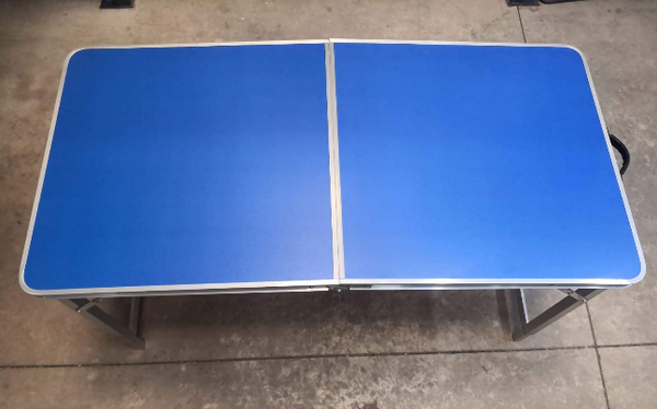 Mesa plegable portátil azul aluminio 1.20m