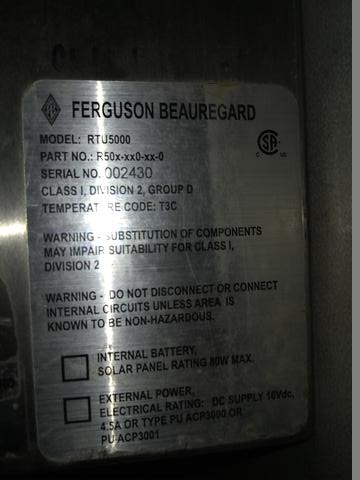 CONTROLADOR ELECTRONICO MODEL RTU5000 FERGUSON BEAUREGARD.