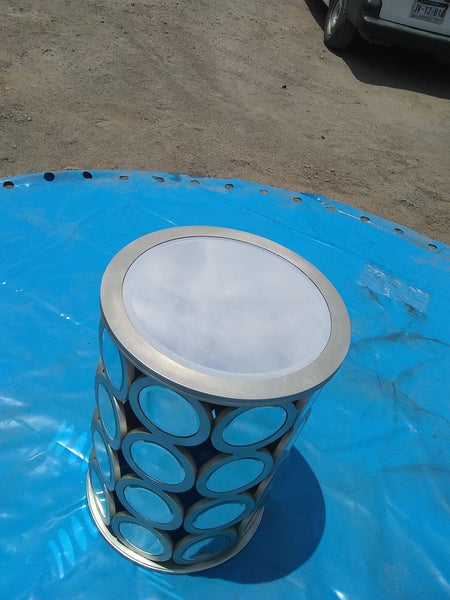 Mueble Mesa Centro Tambor Circular Con Espejo Stein World