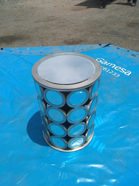 Mueble Mesa Centro Tambor Circular Con Espejo Stein World