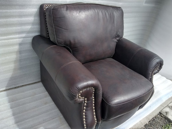 Sofa Individual Vintage Marron Oscuro Tapizado De Cuero