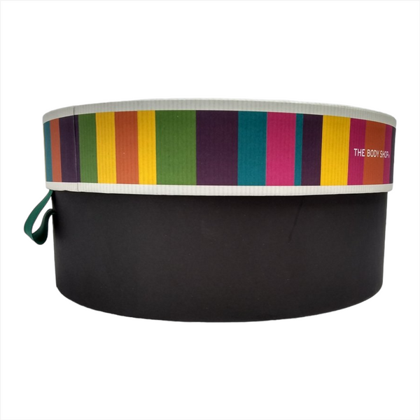 CAJA CARTON DE REGALO CIRCULAR DECORADA 27 CMS